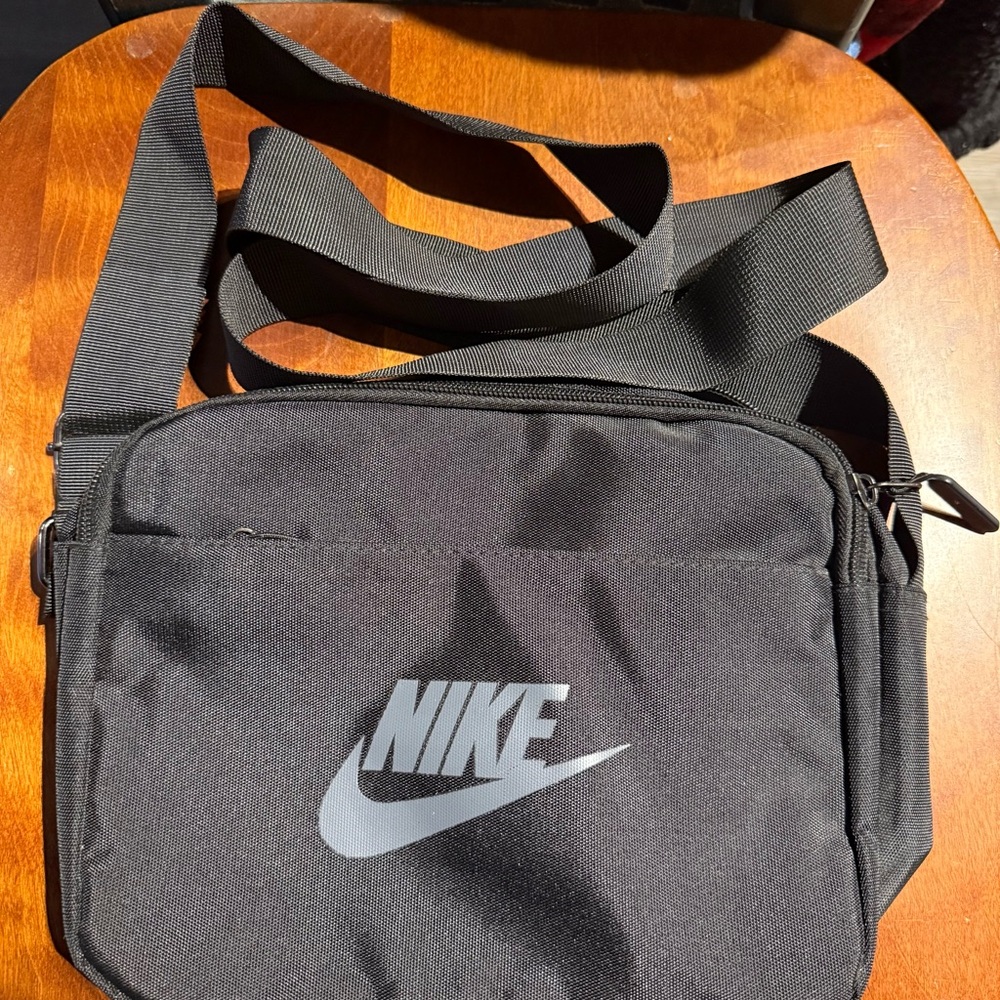 Nike Black Crossbody Shoulder Bag with Grey Swoosh